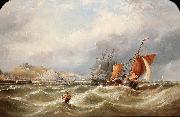 Ebenezer Colls A heavy swell off Dover Harbour, with a Channel packet coming in oil painting